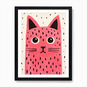 Pink Polka Dot Cat 3 Art Print