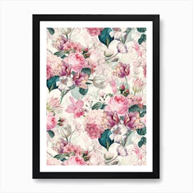 Antique Roses And Tulips Art Print