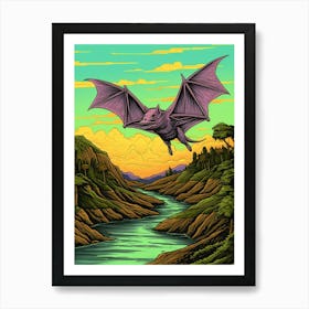 Fruit Bat Floral Vintage Illustration 6 Art Print