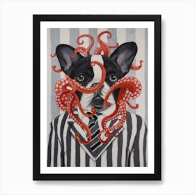 French Bulldog With Octopus Art Print