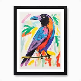 Colourful Bird Painting Raven 1 Art Print