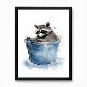A Urban Raccoon Watercolour Illustration Storybook 4 Art Print