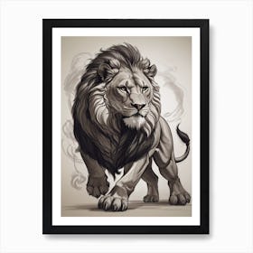 Lion Drawing Art Print