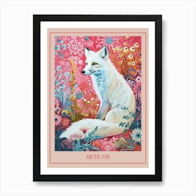 Floral Animal Painting Arctic Fox 2 Poster Art Print