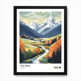 The Alps   Geometric Vector Illustration 5 Poster Art Print