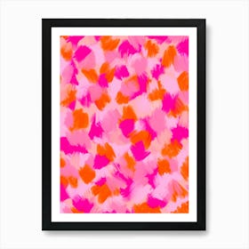 Pink And Orange Abstract Brushstrokes Pattern Art Print