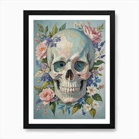 Skull With Flowers no1 Art Print