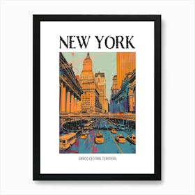 Grand Central Terminal New York Colourful Silkscreen Illustration 4 Poster Poster