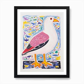 Colourful Bird Painting Seagull 1 Art Print