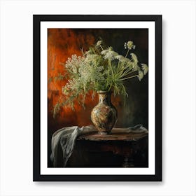 Baroque Floral Still Life Queen Annes Lace 1 Affiche