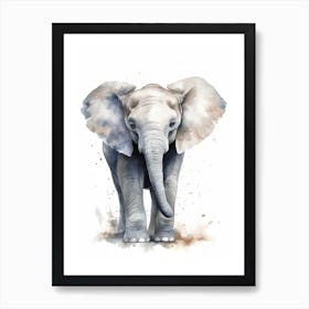 Baby Elephant Watercolour Nursery 3 Art Print