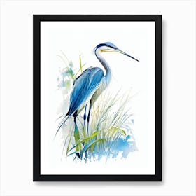 Blue Heron In Garden Impressionistic 4 Art Print