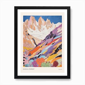 Nanga Parbat Pakistan 1 Colourful Mountain Illustration Poster Art Print