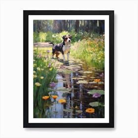 A Painting Of A Dog In Brooklyn Botanic Garden, Usa In The Style Of Impressionism 02 Art Print