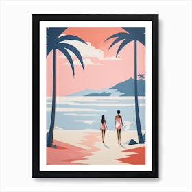 Matisse Inspired Abstract Beach Poster Blue White Pink Art Print