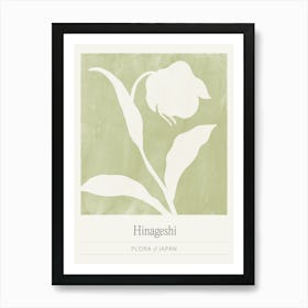 Japandi Floral Silhouette in Sage Green, Japan Flower Market Art Print