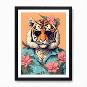 Tiger Illustrations Wearing A Hawaiian Shirt 2 Art Print