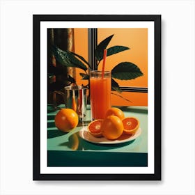 Orange Juice Vintage Cookbook Style 1 Art Print
