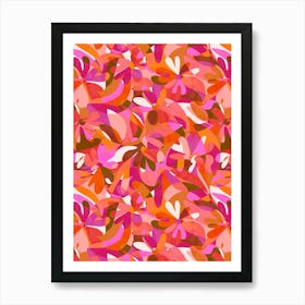 Abstract Flowers - Orange Art Print