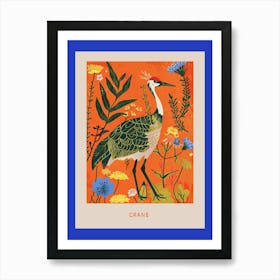 Spring Birds Poster Crane 2 Art Print