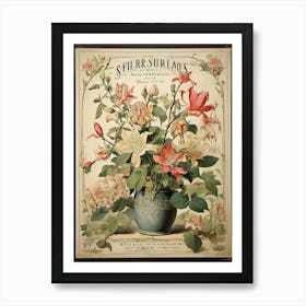 Spring Floral French Poster Honeysuckle Art Print 4 Art Print