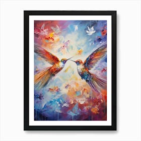 Hummingbirds Abstract Expressionism 1 Art Print