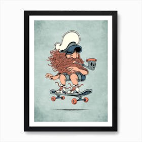 Sailor Skateboard 1 Art Print