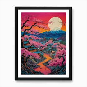 Cherry Blossoms In Fuji Art Print