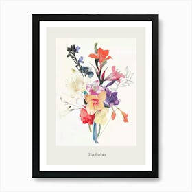 Gladiolus 2 Collage Flower Bouquet Poster Art Print