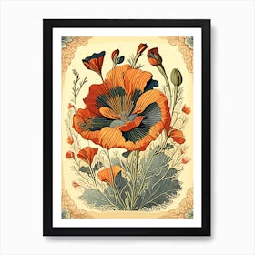 California Poppy Wildflower Vintage Botanical Art Print