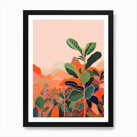 Boho Plant Painting Rubber Plant Ficus 5 Art Print