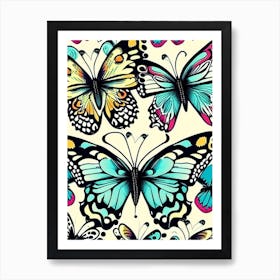 Butterfly Repeat Pattern Graffiti Illustration 1 Art Print