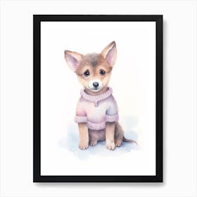 Baby Animal Watercolour Wolf 2 Art Print