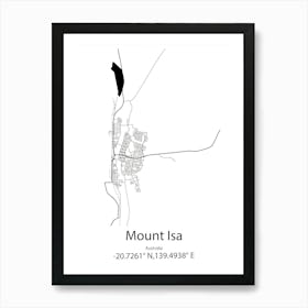 Mount Isa,Australia Minimalist Map Art Print