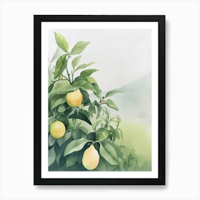 Lemon Tree Atmospheric Watercolour Painting 2 Art Print