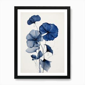 Blue Botanical Moonflower Art Print