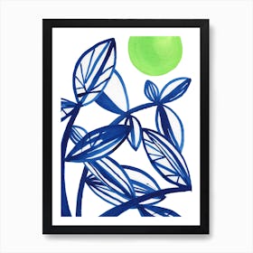 Summer Blue Leaves Art Print