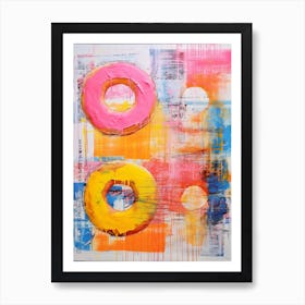 Donut Pop Art Risograph Inspired 2 Art Print