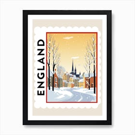 Retro Winter Stamp Poster Oxford United Kingdom 3 Art Print
