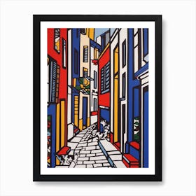 Painting Of Venice With A Cat In The Style Of Pop Art, Illustration Style 2 Art Print