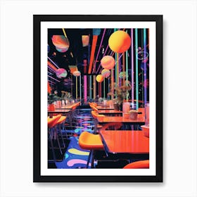 Retro Space Diner Collage Art Print