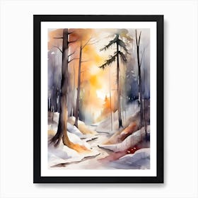 Watercolor Forest Watercolor Painting Art Print