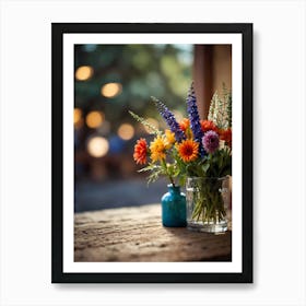 Colorful Flowers In A Vase Art Print