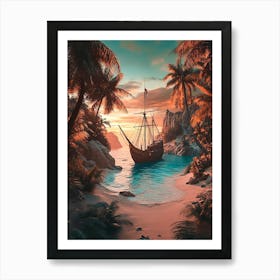 Pirate Ship In The Sea 1 Art Print