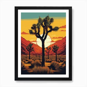  Retro Illustration Of A Joshua Trees At Dusk In Desert 5 Art Print