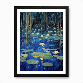 Gustav Klimt Night Water Lilies Vintage Art Print