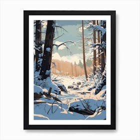 Winter Forest Landscape Illustration 1 Art Print