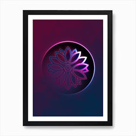 Geometric Neon Glyph on Jewel Tone Triangle Pattern 225 Art Print