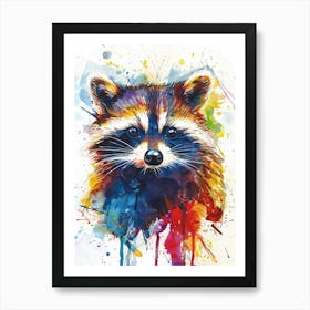 Raccoon Colourful Watercolour 1 Art Print
