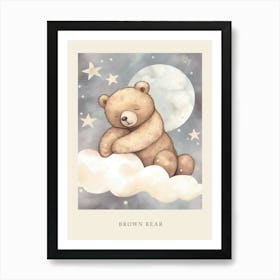 Sleeping Baby Brown Bear 1 Nursery Poster Art Print